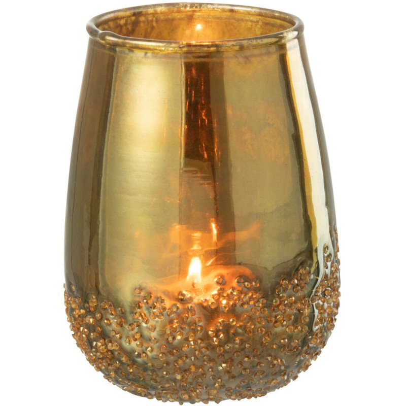 Photophore doré effet miroir en verre H12 cm - 2