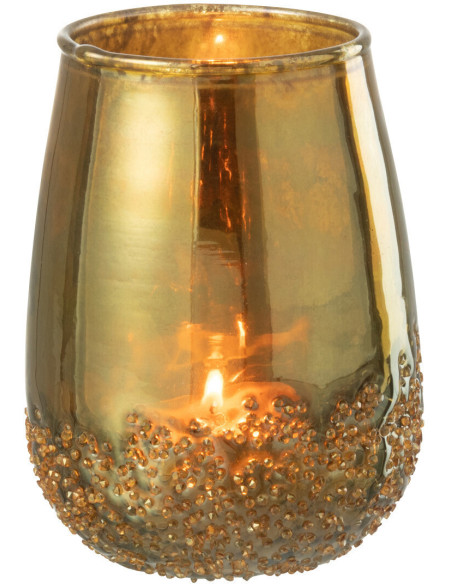 Photophore doré effet miroir en verre H12 cm - 2