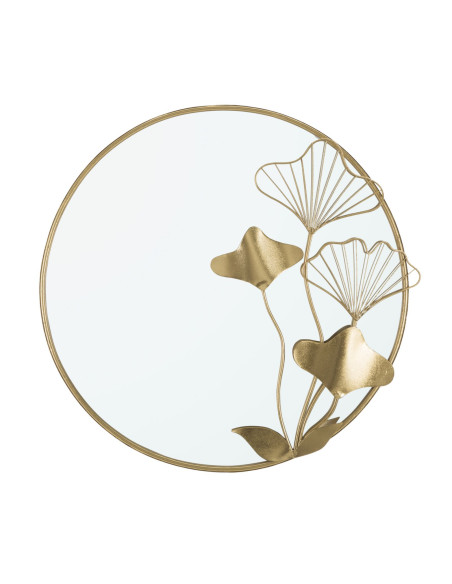 Miroir mural original Fleurs Rond 75x72 en Métal Doré Flower 
