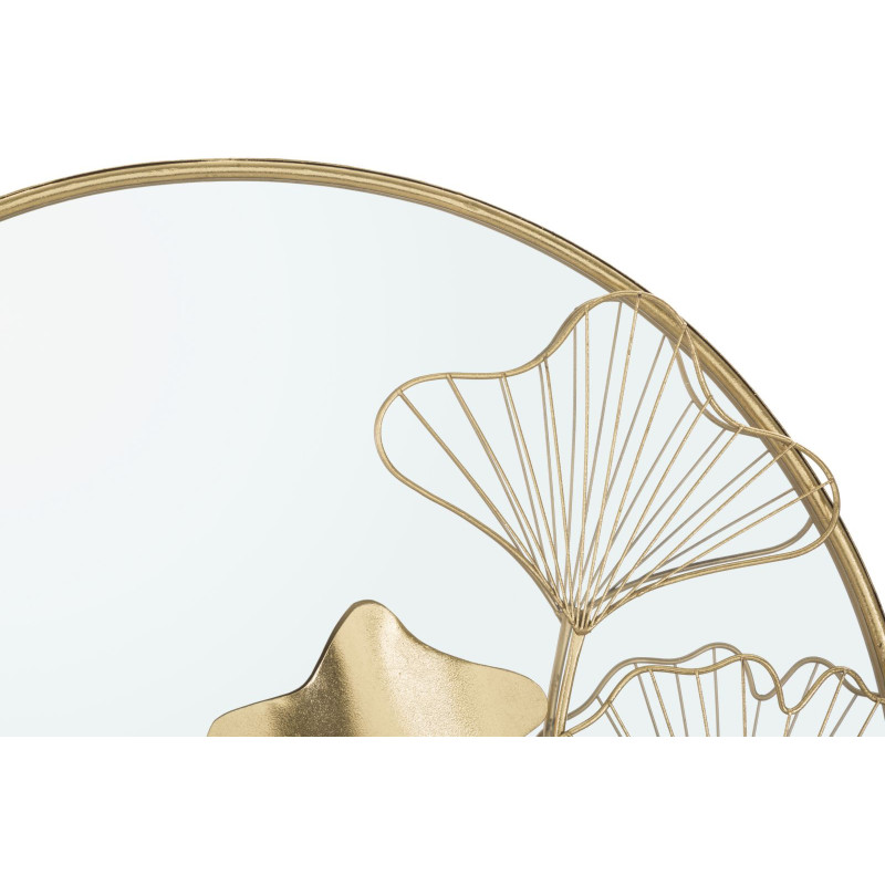 Miroir mural original Fleurs Rond 75x72 en Métal Doré Flower 