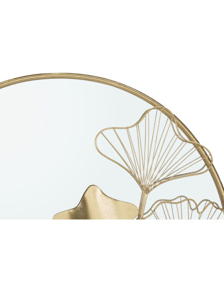 Miroir mural original Fleurs Rond 75x72 en Métal Doré Flower 