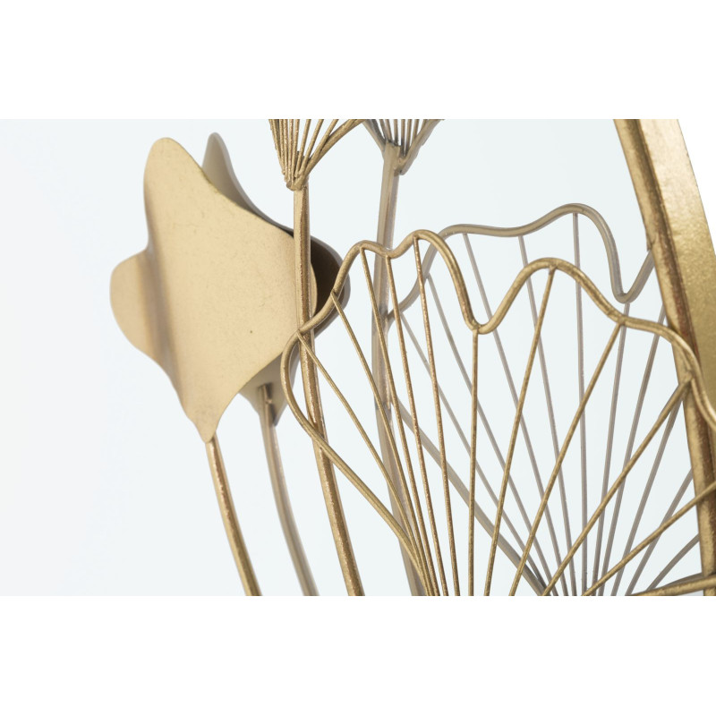 Miroir mural original Fleurs Rond 75x72 en Métal Doré Flower 