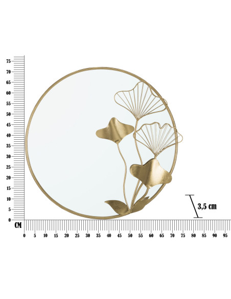 Miroir mural original Fleurs Rond 75x72 en Métal Doré Flower 