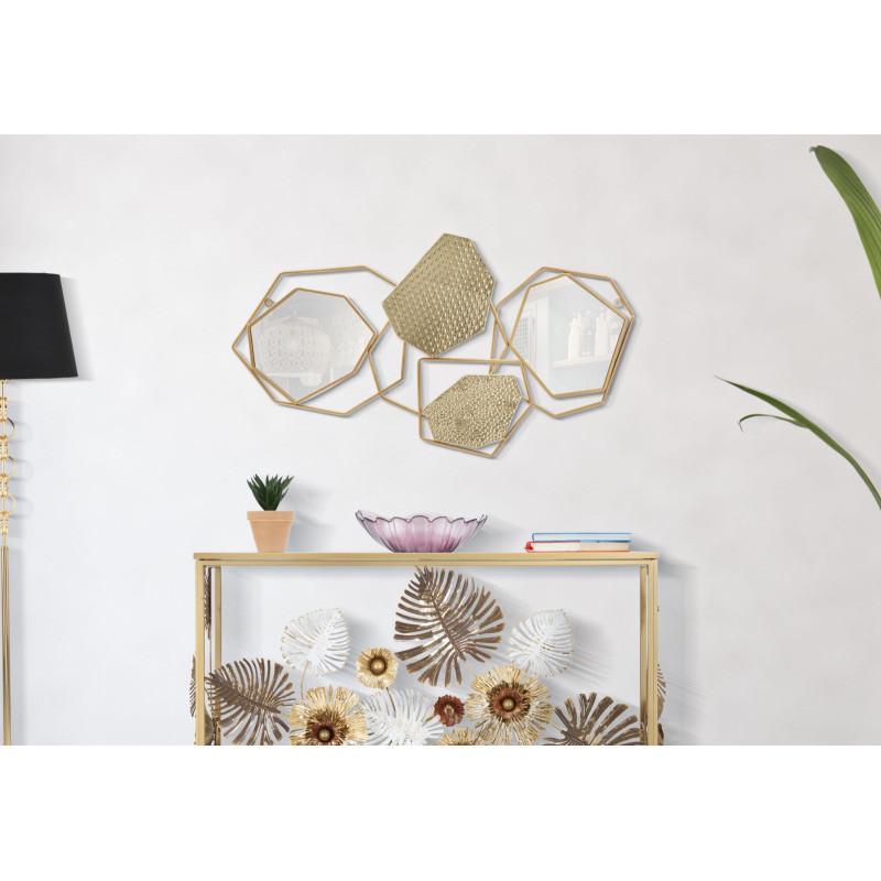 Miroir mural original double 91x52 en Métal Doré Stone 