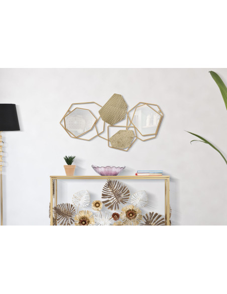 Miroir mural original double 91x52 en Métal Doré Stone 