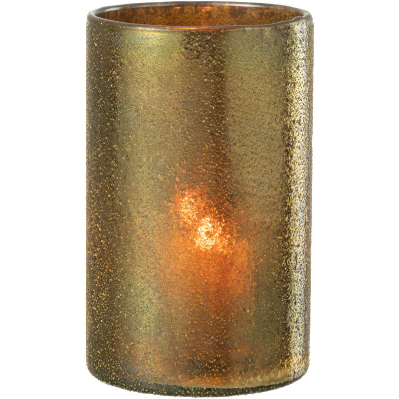 Photophore doré haut effet miroir en verre H20 cm - 2