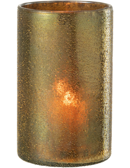 Photophore doré haut effet miroir en verre H20 cm - 2