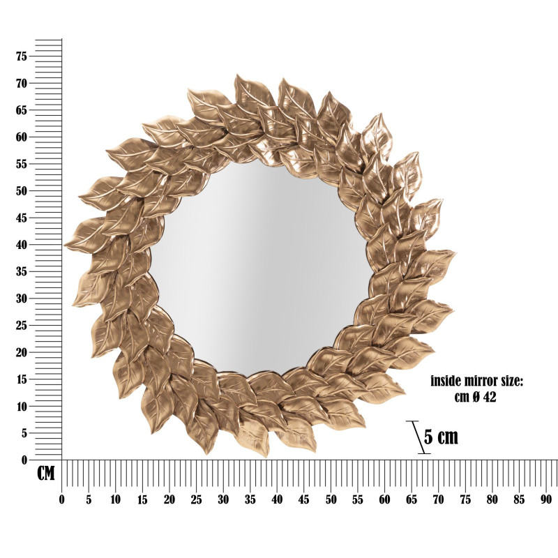 Miroir mural original Pétales Rond 73x73 en Métal Cuivré Petal 