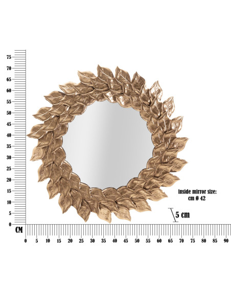 Miroir mural original Pétales Rond 73x73 en Métal Cuivré Petal 