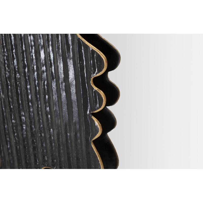 Miroir mural original XL Fleurs & Visage Rond 81x61 en Métal Doré Noir Gris Woman 