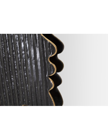 Miroir mural original XL Fleurs & Visage Rond 81x61 en Métal Doré Noir Gris Woman 