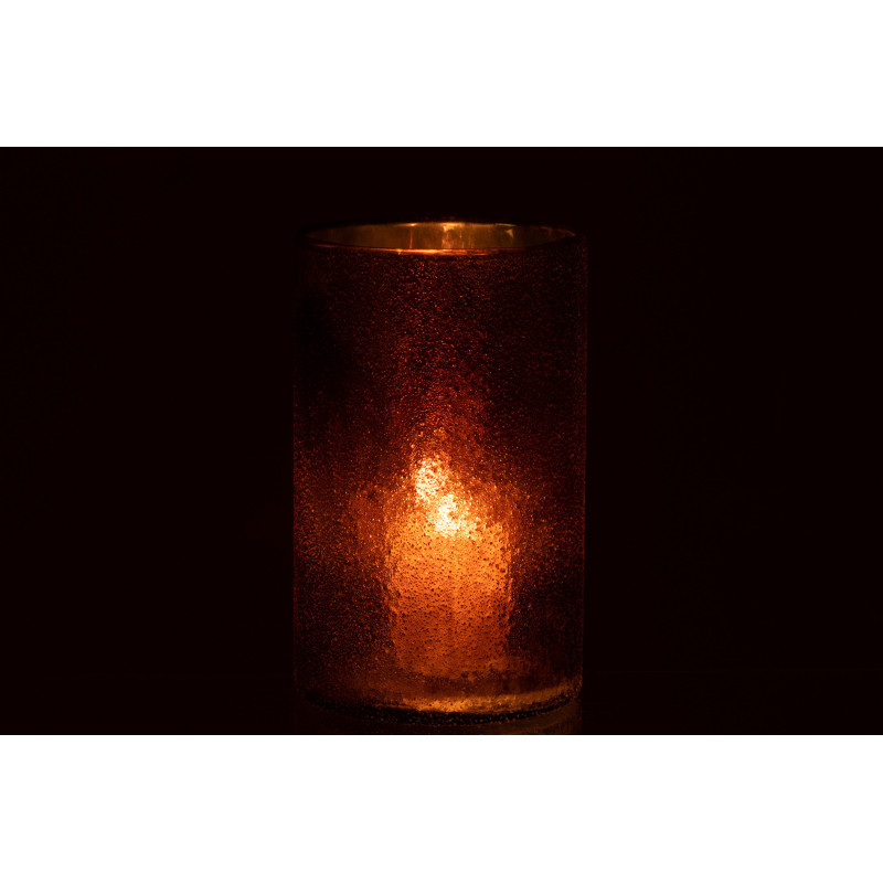 Photophore doré haut effet miroir en verre H20 cm - 3