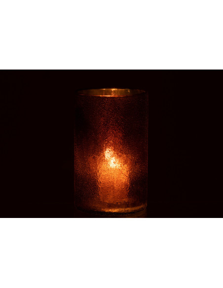 Photophore doré haut effet miroir en verre H20 cm - 3