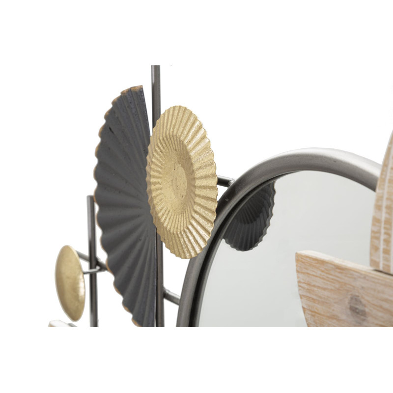 Miroir mural moderne Rond 90x50 en Métal Argenté Noir Bois Naturel Abstract Mauro Ferretti - 4