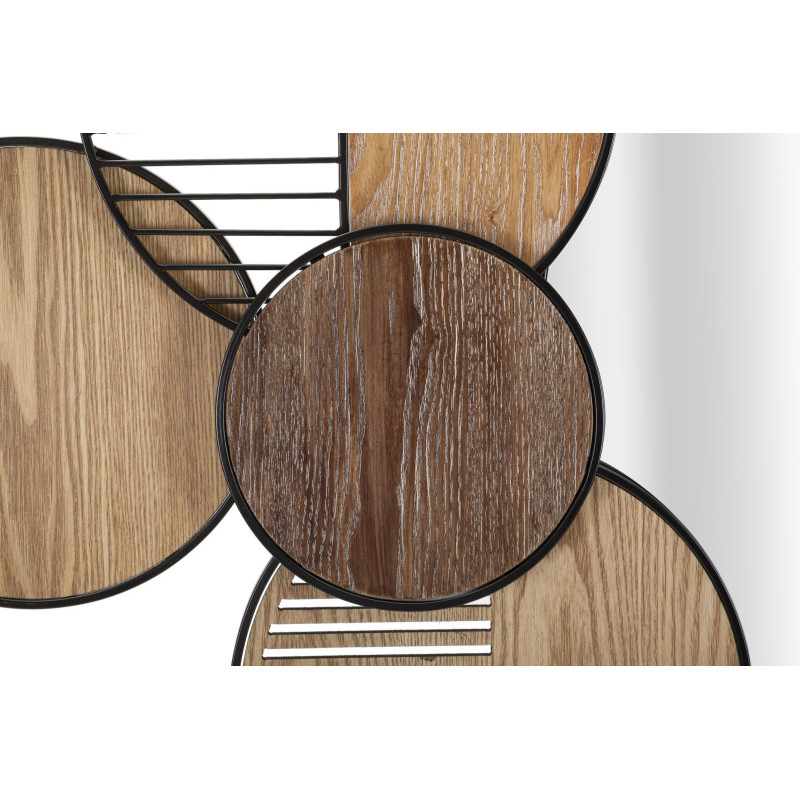 Miroir mural moderne XL Rond 123x63 en Bois de frêne Naturel Métal Noir Woody Mauro Ferretti - 3