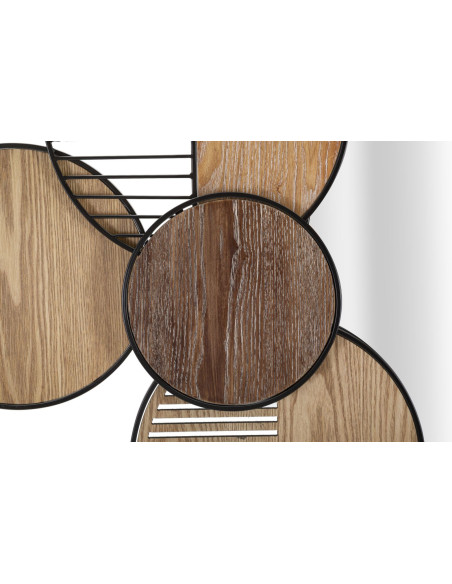 Miroir mural moderne XL Rond 123x63 en Bois de frêne Naturel Métal Noir Woody Mauro Ferretti - 3