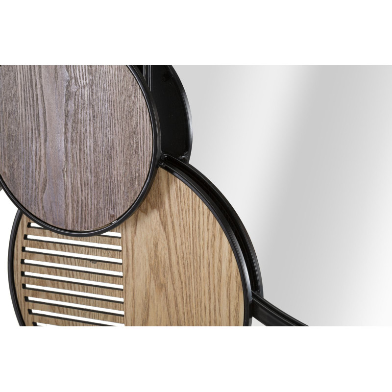 Miroir mural moderne XL Rond 123x63 en Bois de frêne Naturel Métal Noir Woody Mauro Ferretti - 4