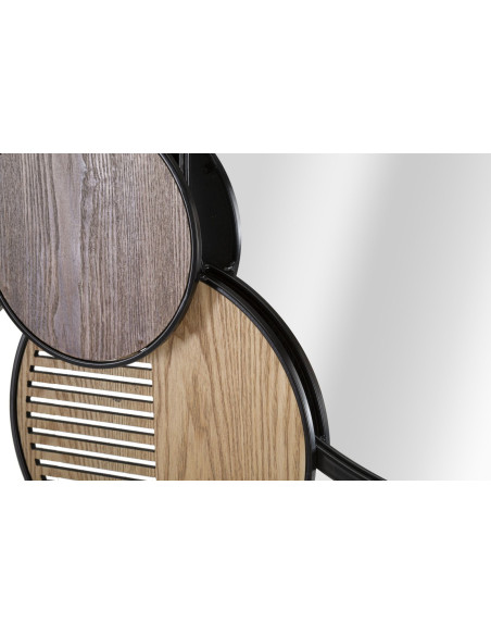 Miroir mural moderne XL Rond 123x63 en Bois de frêne Naturel Métal Noir Woody Mauro Ferretti - 4