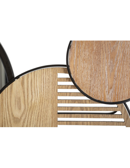 Miroir mural moderne XL Rond 123x63 en Bois de frêne Naturel Métal Noir Woody Mauro Ferretti - 5