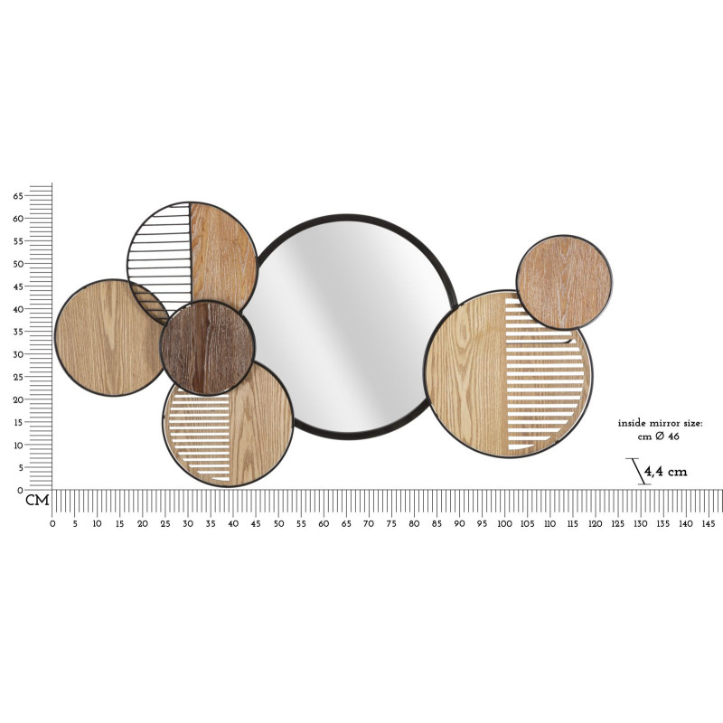 Miroir mural moderne XL Rond 123x63 en Bois de frêne Naturel Métal Noir Woody Mauro Ferretti - 6
