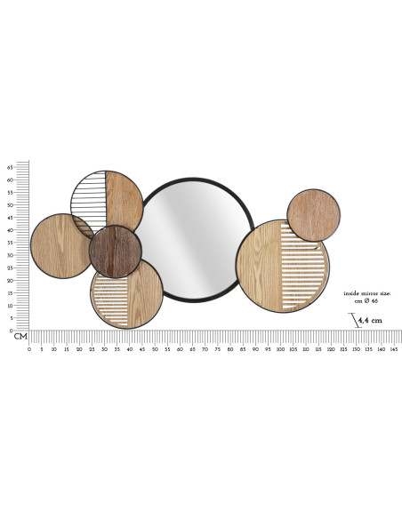Miroir mural moderne XL Rond 123x63 en Bois de frêne Naturel Métal Noir Woody Mauro Ferretti - 6