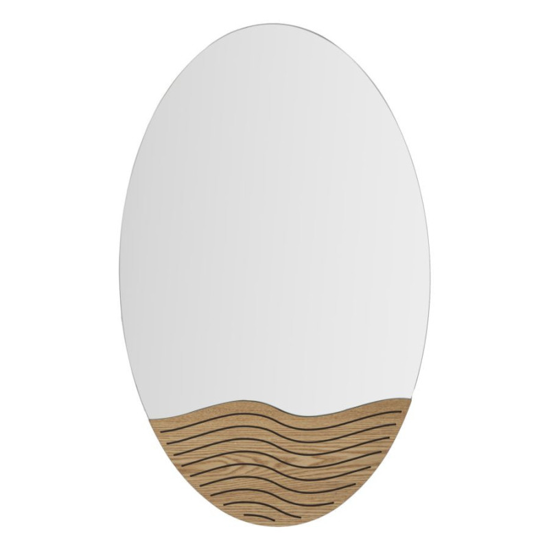 Miroir mural original Ovale 50x80 en Bois de frêne Naturel Lines 