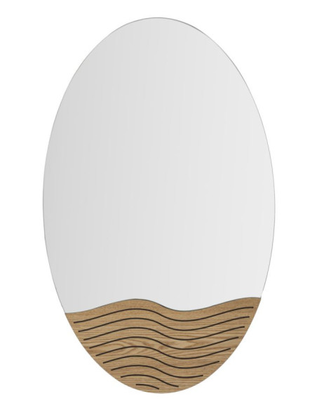 Miroir mural original Ovale 50x80 en Bois de frêne Naturel Lines 