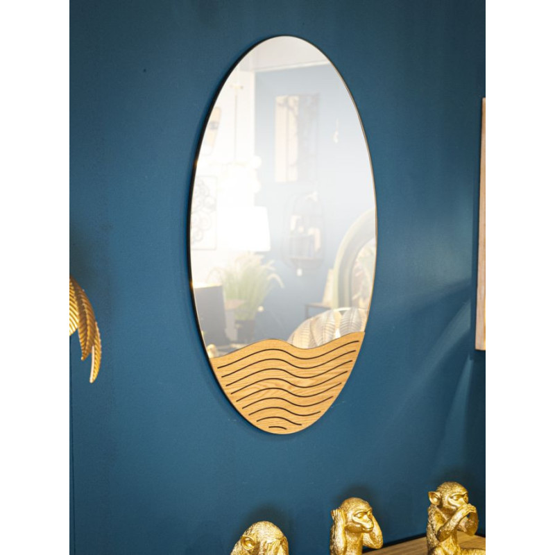 Miroir mural original Ovale 50x80 en Bois de frêne Naturel Lines 