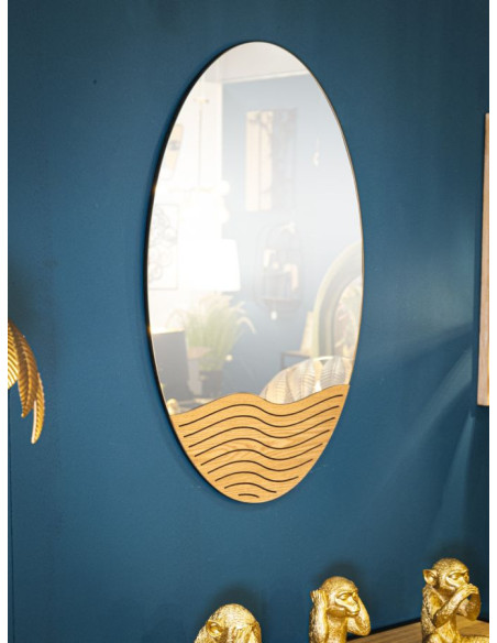 Miroir mural original Ovale 50x80 en Bois de frêne Naturel Lines 