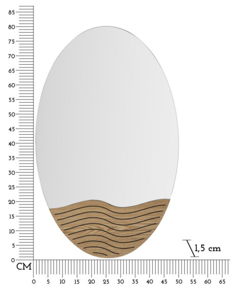 Miroir mural original Ovale 50x80 en Bois de frêne Naturel Lines 