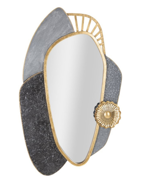 Miroir mural original Ovale 55x90 en Métal Doré Gris Noir Art 