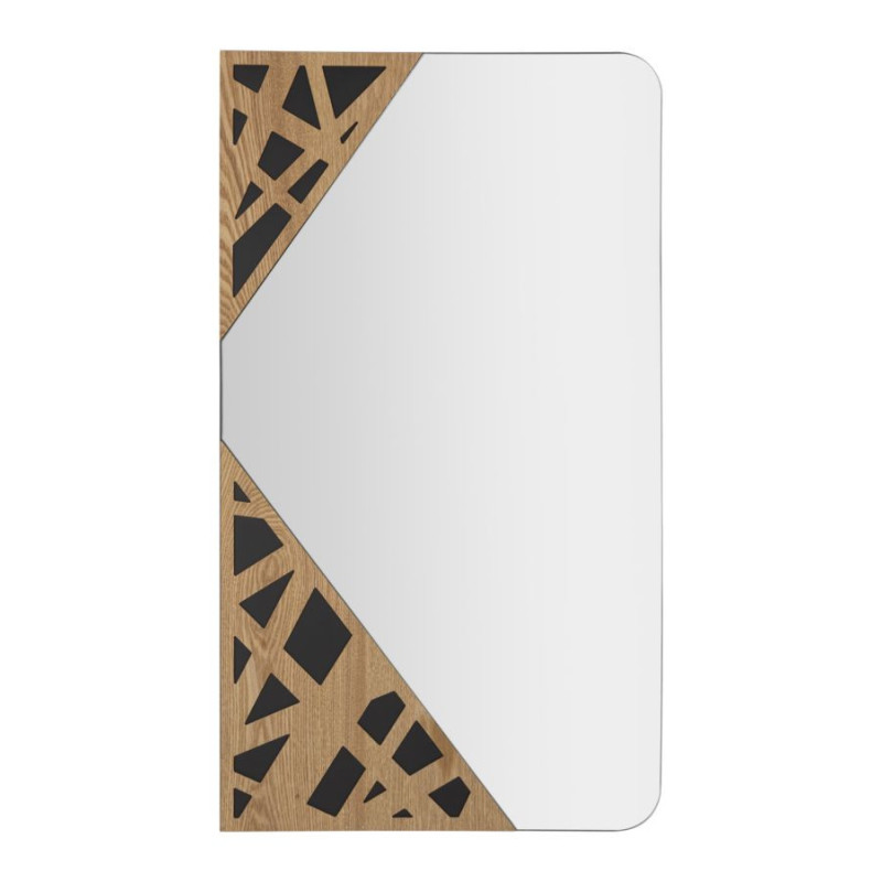 Miroir mural moderne Rectangulaire 50x90 en Bois de frêne Naturel Noir Angle 