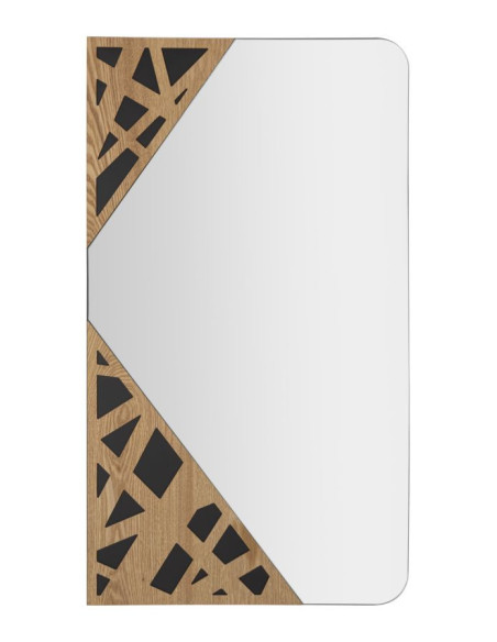Miroir mural moderne Rectangulaire 50x90 en Bois de frêne Naturel Noir Angle 