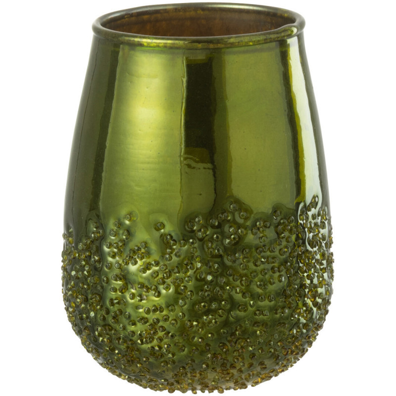 Photophore vert effet miroir en verre H12 cm - 1