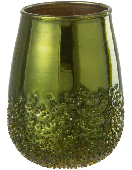 Photophore vert effet miroir en verre H12 cm - 1