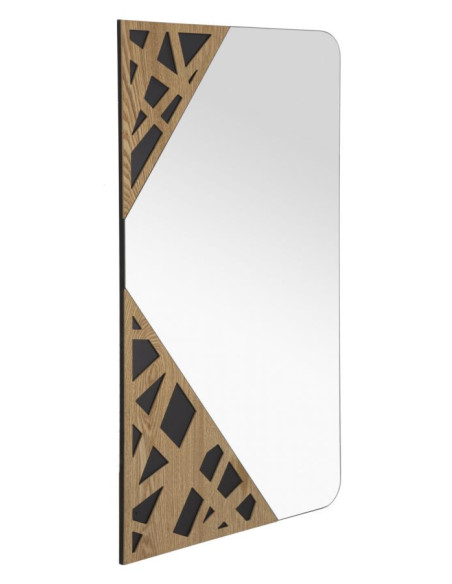 Miroir mural moderne Rectangulaire 50x90 en Bois de frêne Naturel Noir Angle 