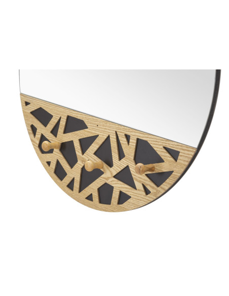 Miroir mural original Porte manteaux Ovale 60x90 en Bois de frêne Naturel Noir Carv 