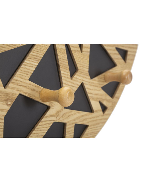 Miroir mural original Porte manteaux Ovale 60x90 en Bois de frêne Naturel Noir Carv 