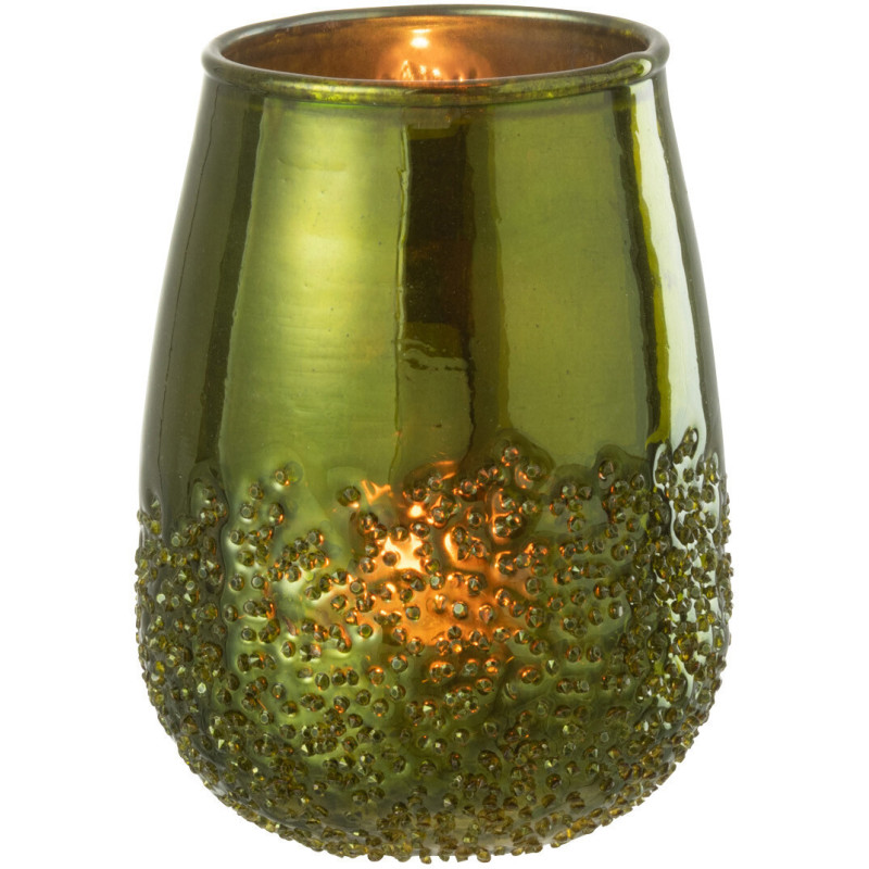 Photophore vert effet miroir en verre H12 cm - 2