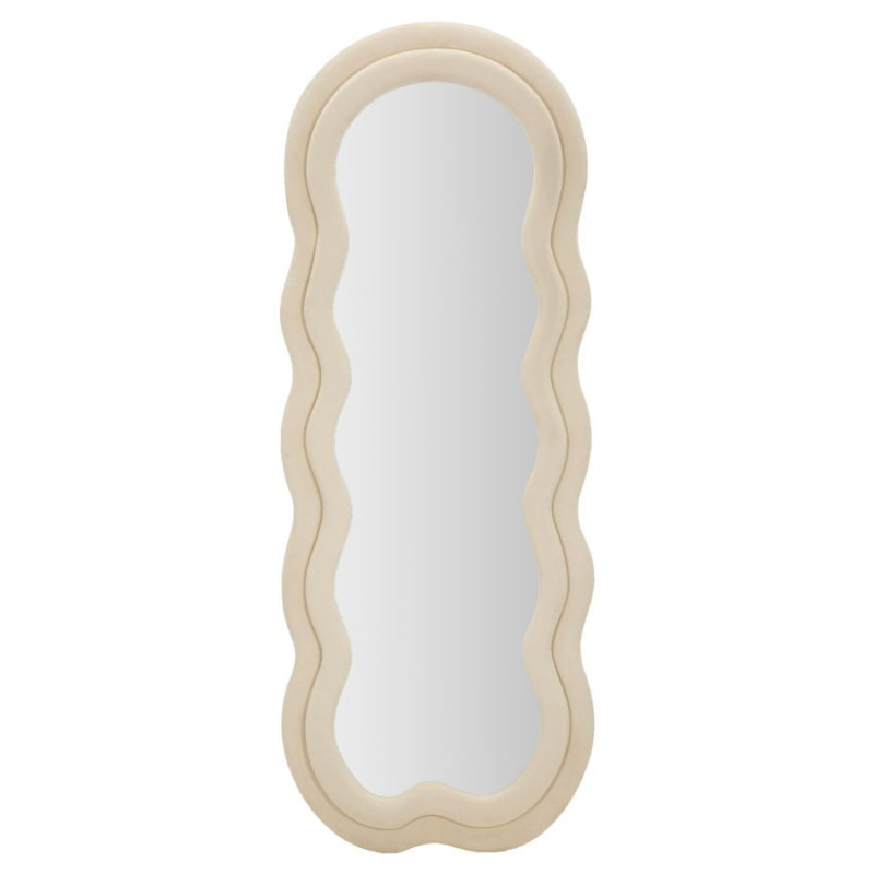 Miroir mural original Irrégulier 60x160 en Velours Blanc crème Bois Miki 