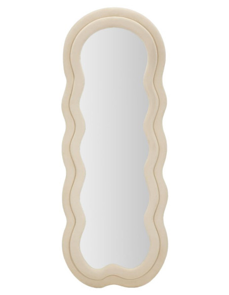Miroir mural original Irrégulier 60x160 en Velours Blanc crème Bois Miki 
