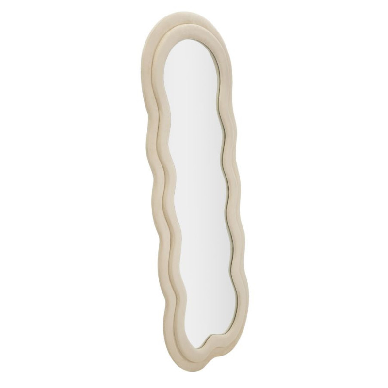 Miroir mural original Irrégulier 60x160 en Velours Blanc crème Bois Miki 