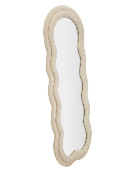 Miroir mural original Irrégulier 60x160 en Velours Blanc crème Bois Miki 