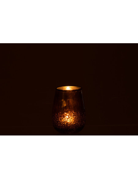 Photophore vert effet miroir en verre H12 cm - 3