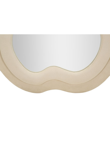 Miroir mural original Irrégulier 60x160 en Velours Blanc crème Bois Miki 