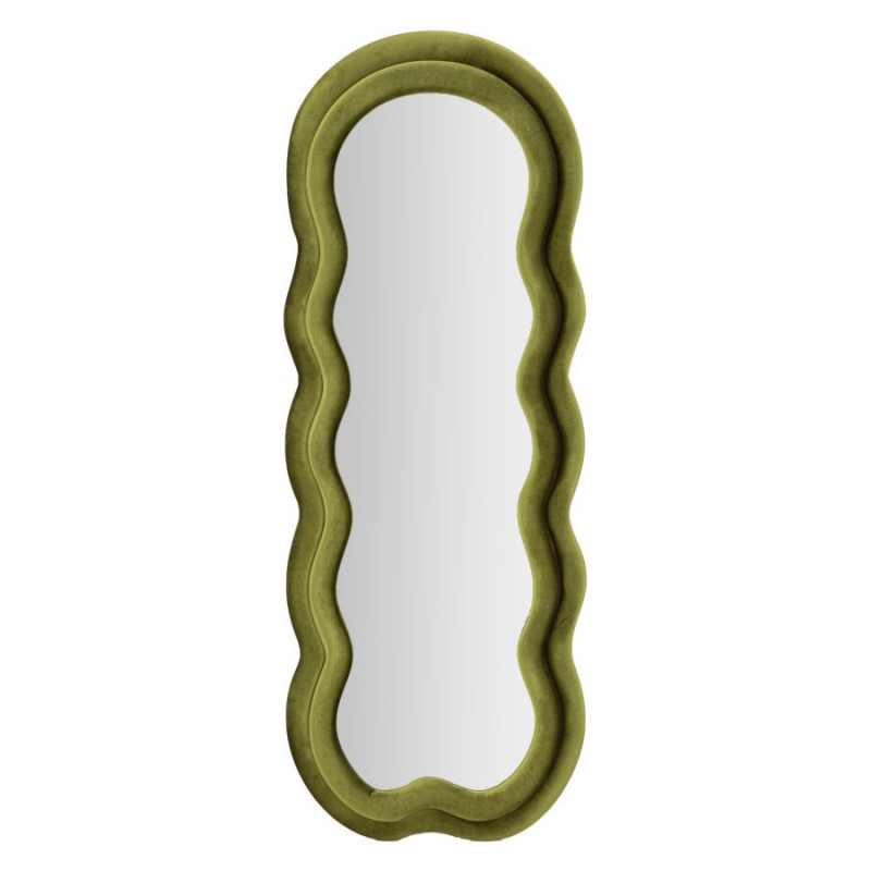 Miroir mural original Irrégulier 60x160 en Velours Vert Bois Miki 