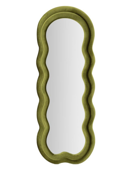 Miroir mural original Irrégulier 60x160 en Velours Vert Bois Miki 
