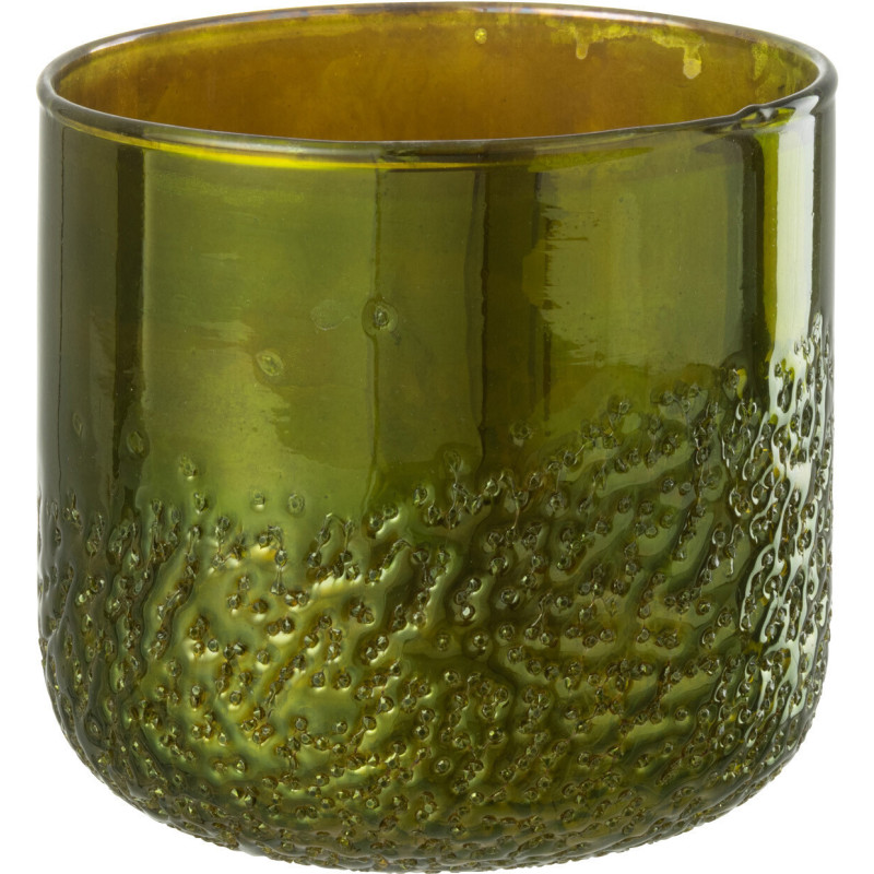 Photophore vert effet miroir en verre 14 cm - 1