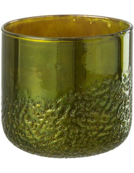 Photophore vert effet miroir en verre 14 cm - 1