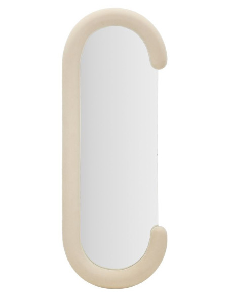 Miroir mural original Ovale 60x160 en Velours Blanc crème Bois Chantal 
